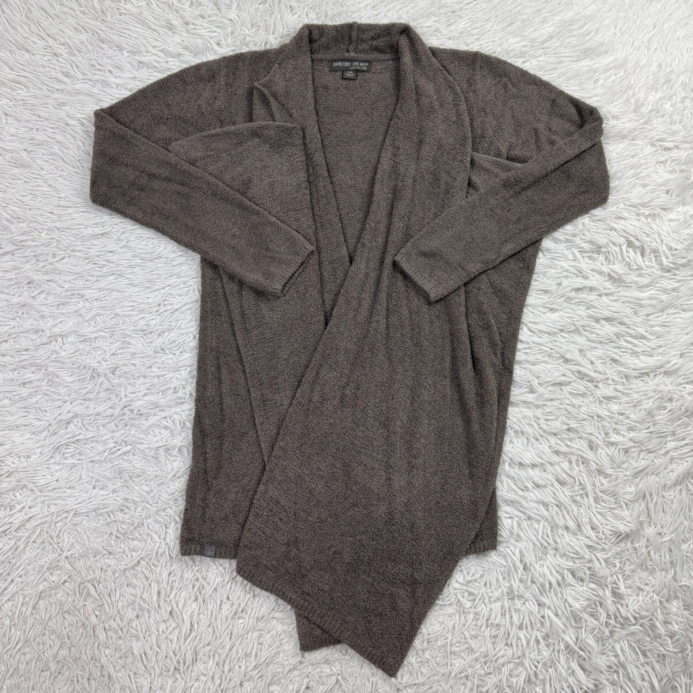 Barefoot Dreams Sweater Womens S/M Brown CozyChic‎ Island Wrap Open Cardigan